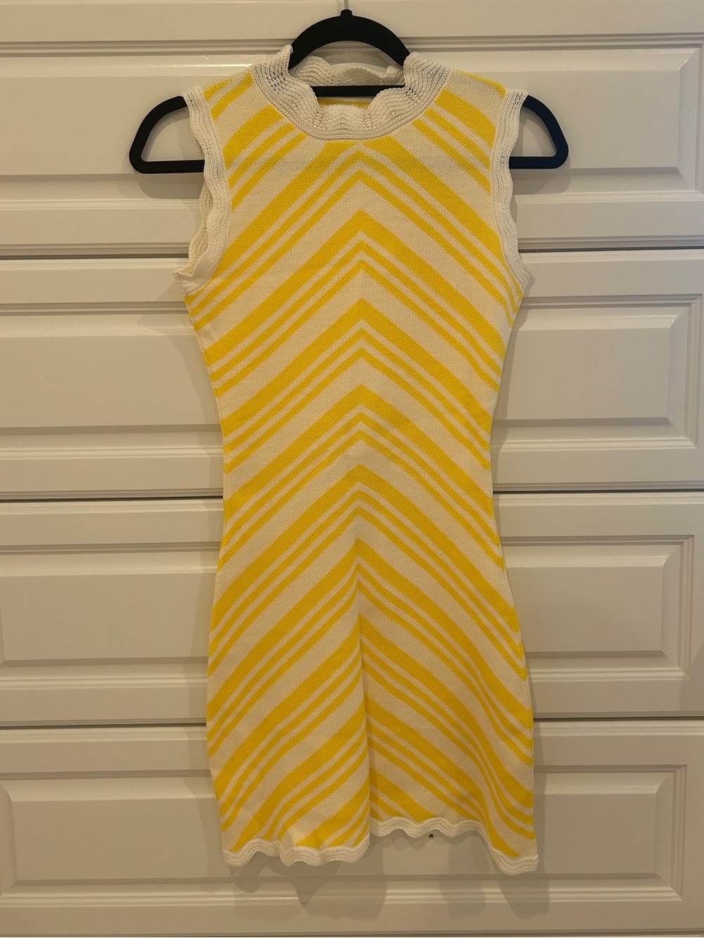 Capittana Yellow & White Chevron Knit Mini Dress